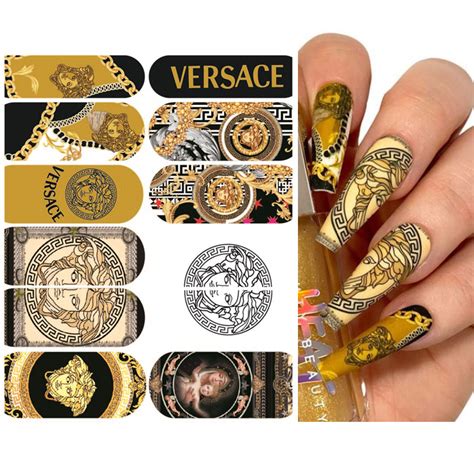 adesivi per unghie versace|Versace nail decals .